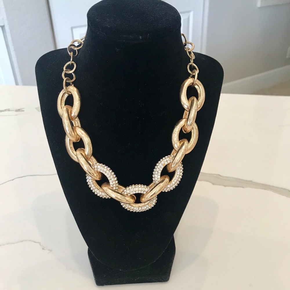 Gold and rhinestone statement necklace